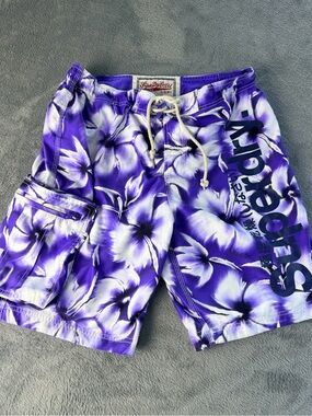 Superdry Purple & White Floral Board Shorts